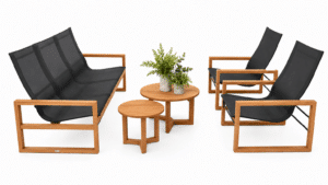 Sofia loungeset 5-delig Slade/teak Afhaalprijs Laatste showroomset!!