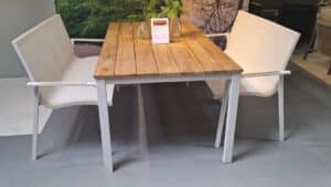 Kettler Diamond diningset 3-delig Matt wit teak Showroomset! Afhaalprijs