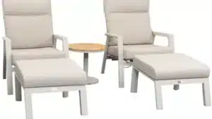 Relax Loungestoelen Aruba Incl. Voetenbanken & Bijzettafel Bonaire Champagne teak Januari 2027