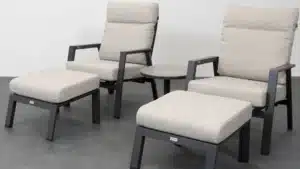 Relax Loungestoelen Aruba Incl. Voetenbanken & Bijzettafel Bonaire Matt Royal Grey Januari 2027