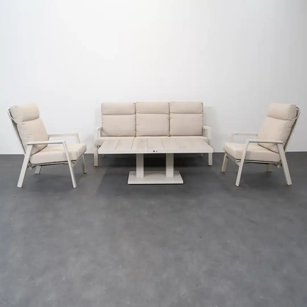 Relax Sofaset Aruba 4-delig Incl. Verstelbare Salontafel Prato Champagne Pre Order Januari 2027 - Afbeelding 3