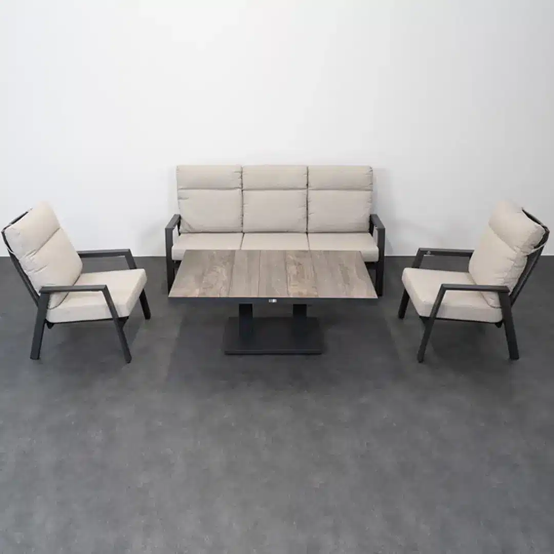 Relax Sofaset Aruba 4-delig Incl. Verstelbare Salontafel Prato Matt Royal Grey Pre order Januari 2027 - Afbeelding 3