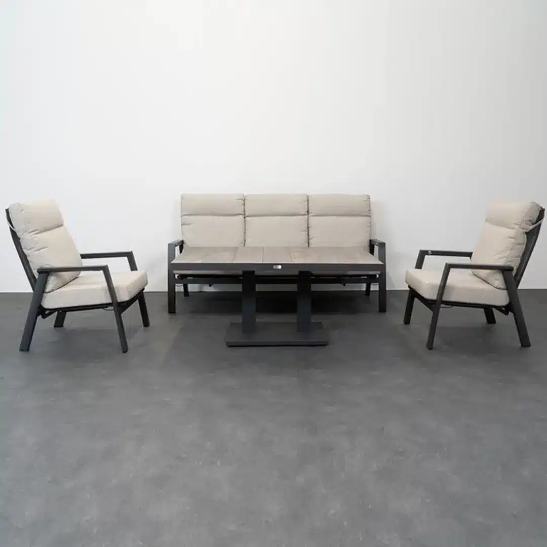Relax Sofaset Aruba 4-delig Incl. Verstelbare Salontafel Prato Matt Royal Grey Pre order Januari 2027 - Afbeelding 2